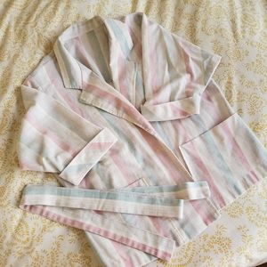 Vintage 90s Linen Pastel Striped Candy Wrap Pockets